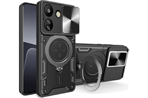 LXHGrowH Cover per Xiaomi Redmi 13C / Poco C65, Custodia Antiurto Protettivo di Militare Grade, Case Anti-shock Protettiva con Scorrevole Protezione Fotocamera e [360°] Magnetica Supporto, Nero