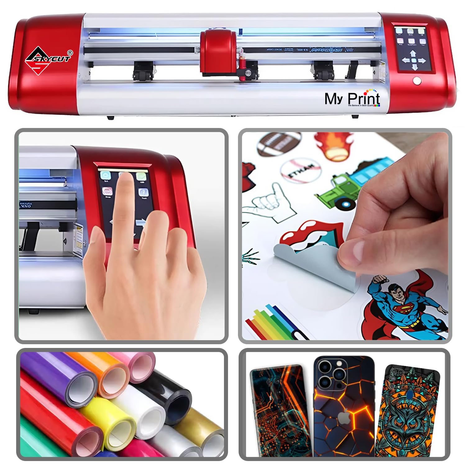 SKYCUT C24 Plotter Cutting Machine | Contour Cutting with Highly Accuracy Finishing | Sticker Plotter (24inch) Mobile Skin Cutting Plotter | Print after Cut Features | with Free Installation Guide