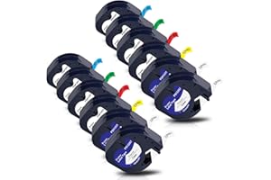 12X Pristar kompatybilna plastikowa taśma zamienna do Dymo LetraTag Tape 12267 91201 91202 91203 91204 91205 plastikowa taśma do etykiet Dymo LetraTag, czarny na