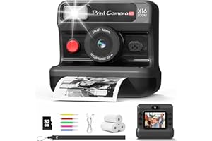 CalineGam Appareil Photo Instantané Enfants, 1080P HD Appareil Photo Numérique Enfant & Double Objectif avec Carte de 32GB & Papier d'impression, Cadeaux pour Garçons & Filles de 3 à 12 Ans