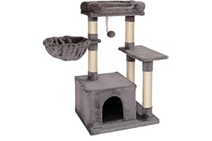 lionto Tiragraffi per Gatto Albero Tiragraffi Gatto Gioco Giocattolo Gatti Altezza 85 cm, Grigio Scuro