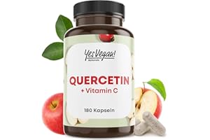 ‎YES VEGAN! Quercetin 500 mg hochdosiert (180 Kapslen) mit Vitamin C - Vegan - Quercetin hochdosiert