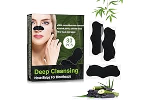 Holilo Tiras Puntos Negros Nariz, 80 Piezas CarbónTiras Nasales, Tiras nasales de limpieza Profunda, Mantenga la Piel Clara y Apriete los Poros, Para Puntos Negros Para Todo Tipo de Piel