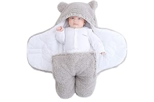 TURMIN Couverture D'Emmaillotage pour Bébé Unisexe, 2.0 Tog Sac de Couchage Nid d'ange Puériculture, Gigoteuse Emmaillotage à Capuche Naissance-Gris-M(3-6 Mois)