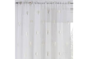 Maple Textiles Stunning Metallic Gold Print Tree Design Sheer Voile Curtain Panel Slot Top Rod Pocket Heading (Cream Gold, 48" 122 cm)
