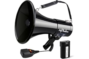MyMealivos Megafono Bluetooth da 50 W con batteria ricaricabile, megafono professionale con sirena e registrazione a 240 secondi, supporta USB/SD/3,5 mm Aux-487,7 m di portata per sport polizia