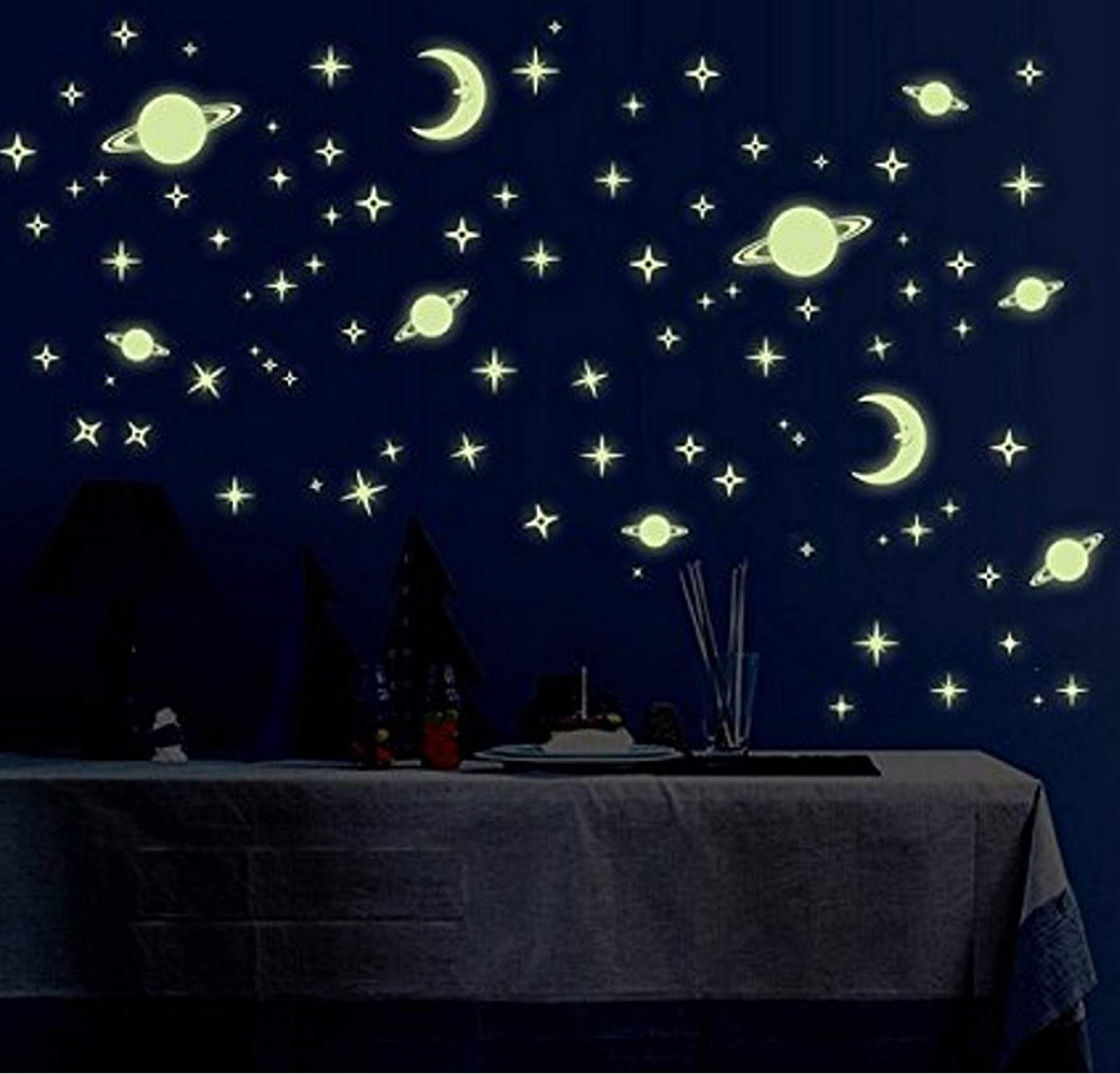 Edge Decor Aar code Astronomy Night Glowing Radium Magic Star and Moon