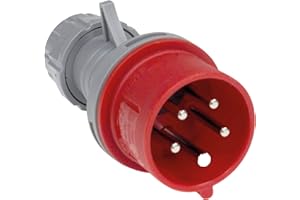 as - Schwabe CEE Phasenwendestecker 400V/16A/5-polig - Starkstrom Stecker mit Schraubkontakt für Leistungsanschluss - Stromstecker Schlagfest - Spritzwassergeschützt IP44 - Rot/Grau, 60460