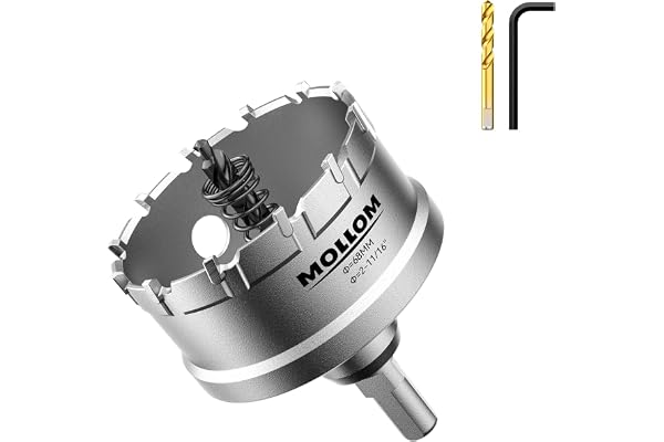Mollom (68mm | 2-11/16") Scie cloche en carbure pour usage intensif avec 2 forets pilotes, coupe l'acier inoxydable, l'acier doux, le fer, le cuivre, le laiton et le plastique
