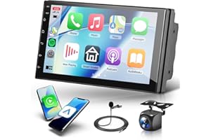 RIMOODY 4+64G Inalámbrico Carplay Android 13 Radio de Coche 2 DIN, 7 Pulgadas 2 DIN Radio Coche con Android Auto Navegación GPS Mirror Link Bluetooth WiFi/FM/RDS/EQ/SWC/USB Control del Volante Cámara Trasera
