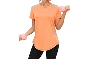 Gyabnw Camisetas Deportivas para Mujer de Manga Corta Camisetas Funcionales con Cuello Redondo Camiseta para Correr Fitness y Yoga