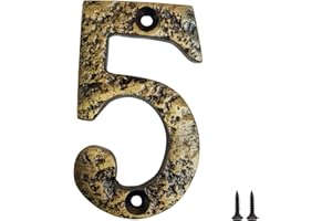 MOORG Numero Civico Esterno in Metallo con Viti – Numeri Civici da Esterno Resistenti, Targhetta per Casa e Portone, Numeri Civici Esterni Design Vintage 5