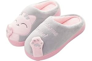 Meik Mangni Zapatillas de Estar por Casa Invierno Mujer Hombre Cómodo Peluche Forro Pantuflas Antideslizantes Caliente Zapatos de Algodón,Tamaño:36-45 EU