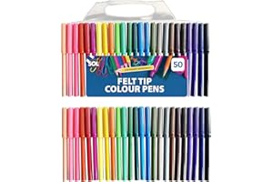 SOL 50 Felt Tip Colour Pens, Bright Colour Felt Pens for Smooth & Precise Writing & Colouring, Wide Range of Hues Selection Suitable for Kids and Adults, Great for Scrapbooking, Journaling & Arts