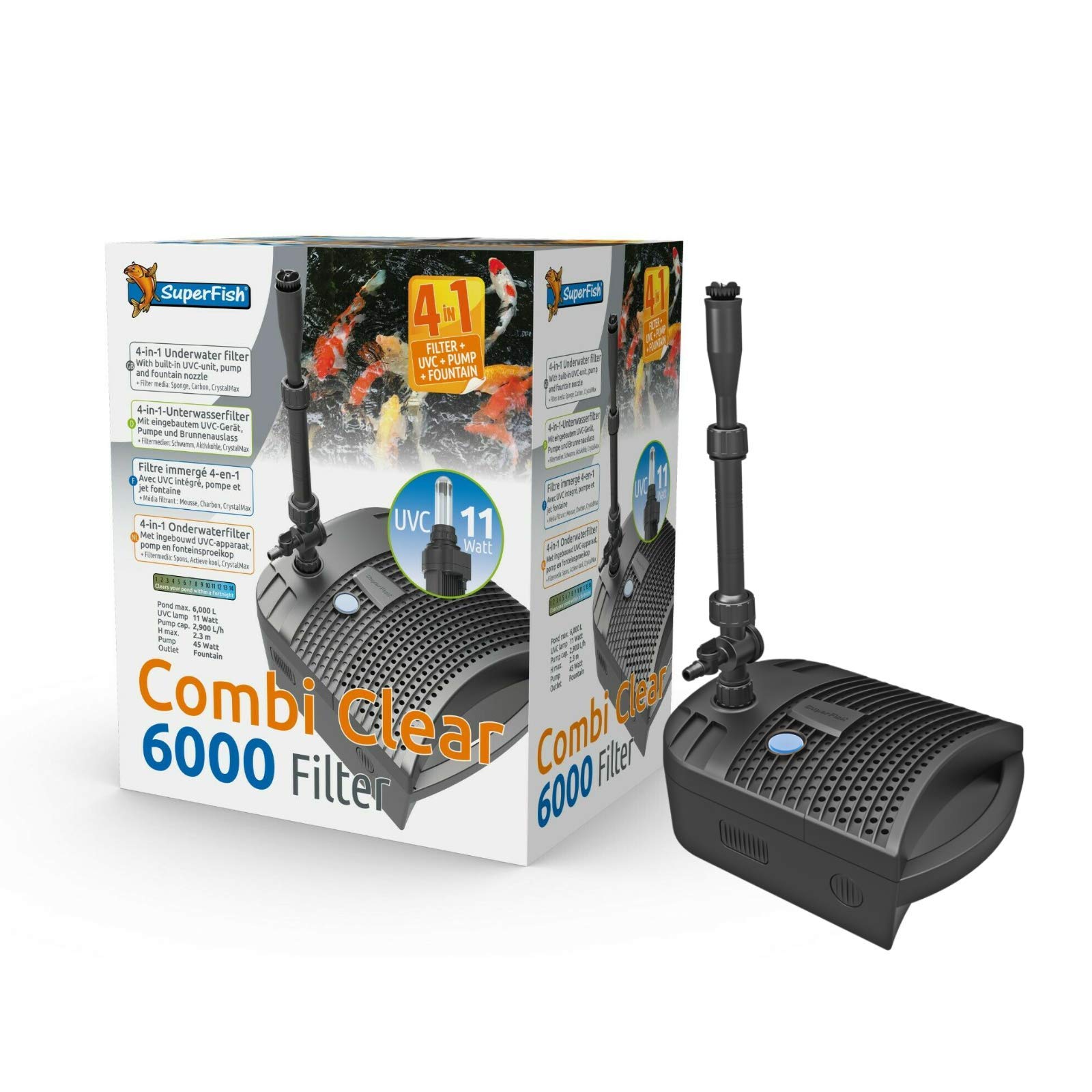 Superfish Combi Clear 6000 Fish Pond Filter All In One UVC Media Pump Fountain