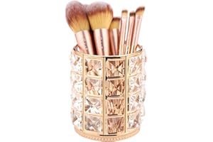 Subsky Organizer Trucchi,Organizer porta pennelli per trucco in cristallo, porta pennelli per trucco in metallo e cristallo, decorazione adatta per stanze di casa