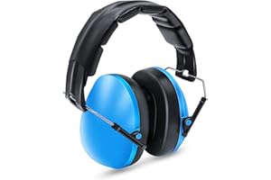 Ear Defenders Kids, Lookka Foldable Adjustable Hearing Protection Noise Cancelling Blue Ear Muffs for Children Baby (6 Months to 14 Years Old)