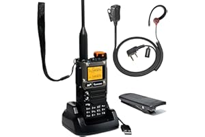 ‎HYSHIKRA Quansheng UV-K5(8) VHF UHF przenośne krótkofalówki FM NOAA UV-K6 dwukierunkowe radio do użytku na zewnątrz/magazynowania i logistyki/nawigacji (Czarny, z CZERWONĄ słuchawką w kształcie litery G)