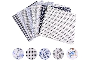 Souarts Noël 8PCS Mixtes Textile Tissu Coton 50cmx50cm Tissu Bundle Motif Imprimé Fleur pour Diy Patchwork Artisanat Couture Vêtements Sewing (gris bleu)