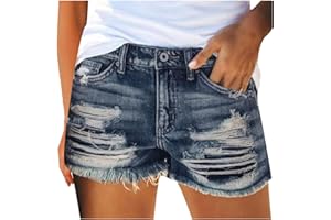 GENERIC Jeans Shorts Damen Zerrissene Kurze Hose Damen Sommer Destroyed Jeansshort High Waist Sexy Low Denim Shorts Slim Stretch Grosse Grössen Lose Jeansshorts Bermuda Übergröße Hotpants Strandshorts