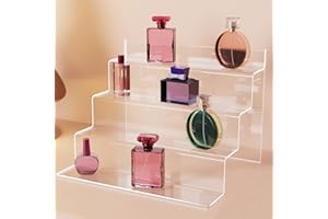 HOPEME Acrylic Display Stand, 4 Tier Clear Display Riser for Funko POP Amiibo, Steps Table Organizer for Perfume and Cupcake Dessert,9Inch 1Pack