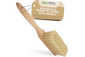 ToolSpace Spazzola in Legno per Sabbia - Scopino 32 cm per Carbone Camino e Brace - con Manico Lungo per Barbecue Polverelegno Cenere Giardinaggio e Pulizia Spazzatura - Scopa Piccola per Auto