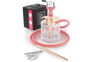 Mini Shisha To Go M. ROSENFELD med premiumväska och tillbehör, komplett set med huvud, slang, munstycke, diffusor och akrylbas, bärbar och klar att använda