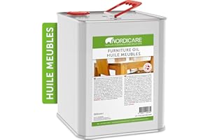 Nordicare huile bois pour meubles [2,5L] protection meuble pour le nettoyage régulier du bois I basé sur huile de lin pour bois I protection bois