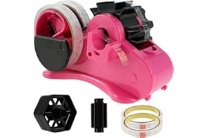 BUTORY Heat Tape Dispenser Sublimation for 1.4inch Tape Cutting Non-Slip Multiple Roll Tape Dispenser Sellotape Dispenser with 2 Tapes Portable Heat Tape Cut Dispenser Compact Sublimation (Pink, 46mm)