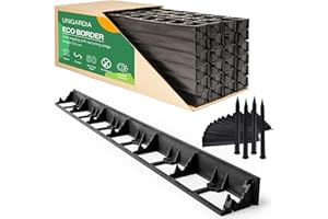 UNIGARDIA Bordura per Aiuole 12 m con 50 Chiodi di Fissaggio - Bordo Flessibile in Plastica per Prato - Uso Semplice, Lunga Durata almeno 25 Anni - Bordatura per Giardino, Altezza 55 mm, Colore Nero