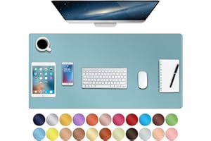 BOUTILON Leder-Schreibtischunterlage,wasserdichte Schreibtischunterlage für Schreibtisch, Schreibtischunterlage für Tastatur und Maus, Leder-Mauspad-Schutz für Büro und Zuhause, 90 * 43cm (L Light Blue)