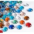 ABSOFINE Iridescent Glass Pebbles, Glass Stones for Vases About 200PCS 900g, Sea Glass for Crafting, Blue Glass Pebbles for Aquarium Marbles Decorative Nuggets Vase Filler Table Scatter Gems