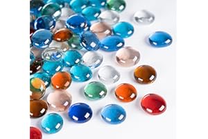 ABSOFINE Iridescent Glass Pebbles, Glass Stones for Vases About 200PCS 900g, Sea Glass for Crafting, Blue Glass Pebbles for Aquarium Marbles Decorative Nuggets Vase Filler Table Scatter Gems
