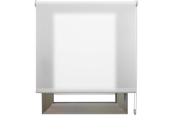 Estor Enrollable Translúcido Blanco a Medida 140x180 cm – Luz Natural con Privacidad Día y Noche – Persiana para Ventanas, Puertas, Balconeras, Cocina u Oficina – Instalación en Pared, Techo o Lateral