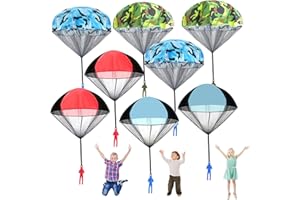 HTTYHT 8 Stück Fallschirm Spielzeug Kinder Fallschirmspringer Hand werfen Handwurf Armee Männer Fallschirm Spielzeug Outdoor Fallschirm Spielzeug für Kinder und Erwachsene Luftlandehelden