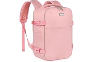 YOKGO Sac à Dos Voyage Cabine Bagage à Main 20L 40x20x25cm pour Ryanair Cabine Avion Sous Siège Cabine Sac à Dos Ordinateur Portable 14 Pouces Homme Femme Sac de Travail Week-ends Affaires Rose