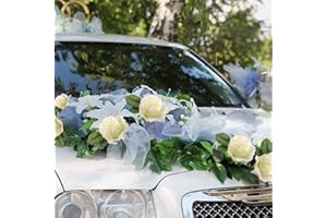 Décorations de voiture mariage 2 Blanc Tulle, voiture mariage Décoration couple mariée voiture décoration mariage guirlande de voiture pour voiture mariage décoration de table décoration de chambre
