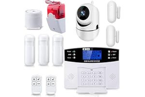 ALARMASZOOM Kit de Alarma para casa sin cuotas. Aviso Mediante Llamada de teléfono gsm, SMS, WiFi. Instalación detectores e Movimiento y Apertura sin Cables o con cableados. Fácil de Instalar Castellano (Kit 4)