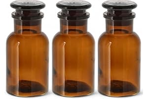 GMMH 3 x Apothekerflasche (250 ml) Weithalsflasche Apothekerglas Stopfenflasche Laborflasche Laborglas Rundschulterflasche Flaschen Apothekergläser Laborflaschen Laborgläser Rundschulterflaschen