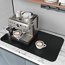 Topzora Zwarte afdruipmat, 60 x 40 cm, volautomatische onderlegger, servies, absorberende afdruipmat voor keuken en woonkamer