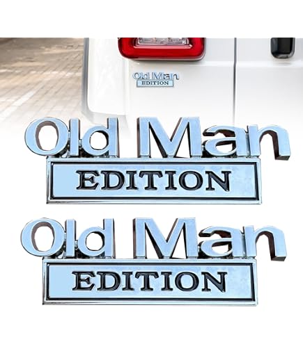 Produktbild von Old Man Addition 2 Pcs Old School Edition Emblem 3D Metal Badge Decal Sticker Fit For Universal Car Truck SUV Side Rear Front Hood Trunk Door (Silver Black), Emblems - Canada Car Emblem