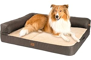 JAMAXX® Premium 2-in-1 Sofa Orthopädisch Memory Foam Matratze EXTRA BREIT - große Hunde Hundekissen Flauschig Kuschelig - Hundebett Waschbar - VISCO Polster abnehmbar, PDB3014 (L) 120x85 Sand Fleece