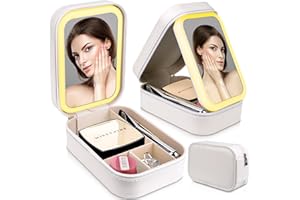 JADYON Trousse de Maquillage avec Miroir LED, Boîte de Rangement de Maquillage intégrée avec Miroir de Remplissage, 3 Modes de Couleur, étui de Rangement Portable pour cosmétiques, Trousse de.