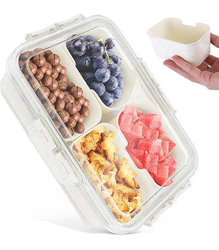 Platter Box Plateau De Service Divisé Avec Couvercle, Boîte à Collation à 4 Snack Box