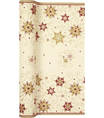 Runner Da Tavolo A Rotolo Stars And Swirls Oro - 40 Cm X 4,90 M In Airlaid, Prodotto In Germania, Decorazione Natalizia - 2