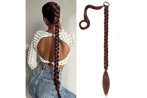 RPEIXYA Braid Extensions Ponytail Extension, Zopf Extension mit Haargummi, Haarteil Zopf zum Einflechten Lang Ponytail, Kunsthaar für Frauen, Geflochtener Zopf Haarteil (Dunkelbraun)