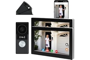 Honmidatek 2 wire1080P Single Family Video Door Phone Kit with Two Monitors, Video Intercom with External Camera Night Vision, Two-Way Audio, Motion Detection, Unlock, Record, Monitoring