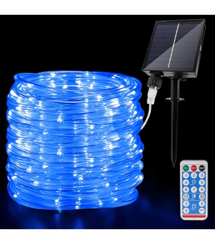 Sunboia Filo di luci a energia solare, 7 m, 50 LED, impermeabili, luci a tubo solare, luci da giardino, decorazioni per albero di Natale, festa del Ringraziamento, matrimonio, patio, bianco caldo