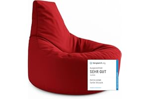 ‎PATCH HOME PATCH HOME Gamer Kissen & Lounge Sitzsack – befüllbar mit Reißverschluss, gefüllt mit Styropor, geeignet für In- & Outdoor. Perfekt als Gaming Sessel Sitzkissen (Rot, Ø 65cm x Höhe 70cm Junior)