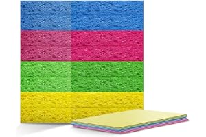 QEEQPF Spugna per pulizia ecologica, 100% cellulosa naturale, confezione da 8, antigraffio, durevole, riutilizzabile e biodegradabile, compressa, colori assortiti